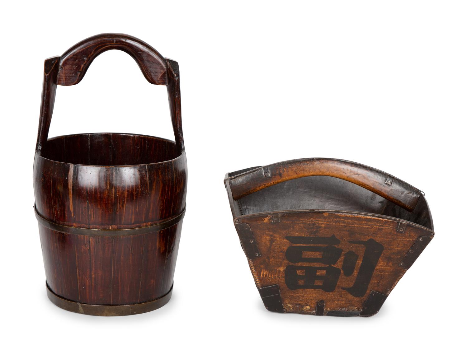 A Chinese Water Bucket and a Grain Bucket — 20TH CENTURY