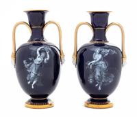 A Pair of Meissen Porcelain "Limoges Enamel" Vases Height 9 inches. — ATTRIBUTED TO ERNST AUGUST LEUTERITZ, SECOND HALF 19TH CENTURY