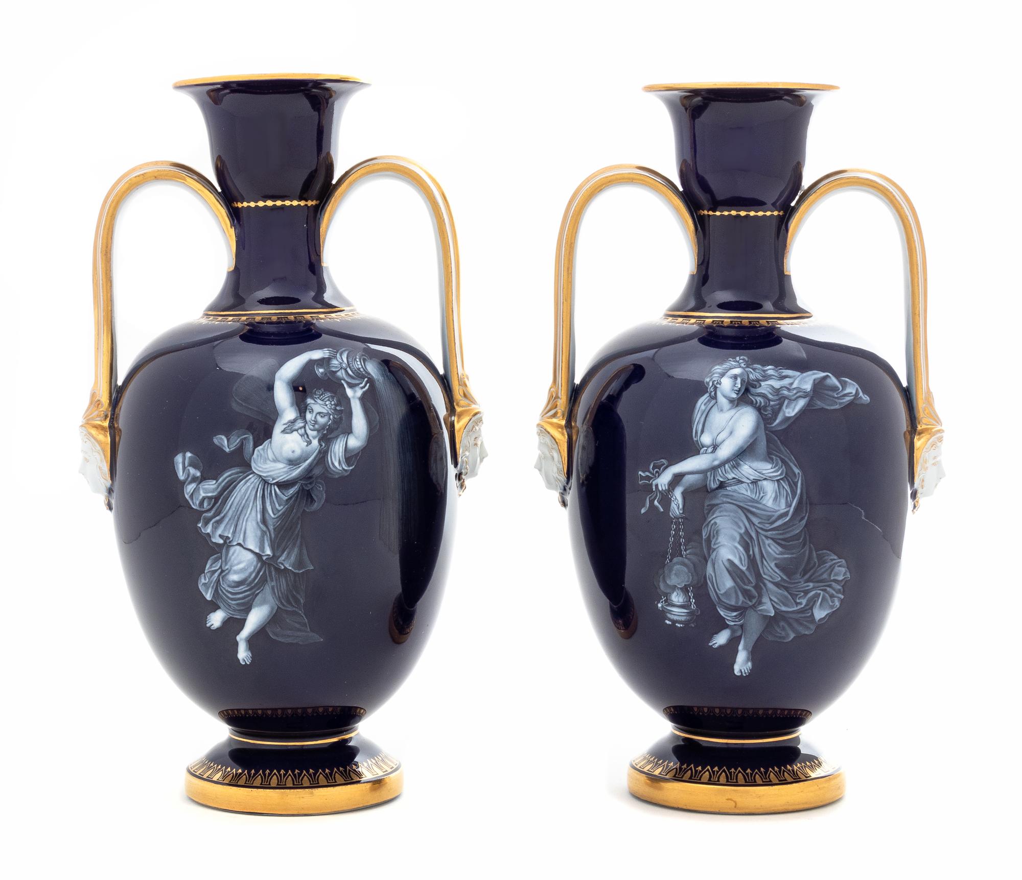 A Pair of Meissen Porcelain "Limoges Enamel" Vases Height 9 inches. — ATTRIBUTED TO ERNST AUGUST LEUTERITZ, SECOND HALF 19TH CENTURY