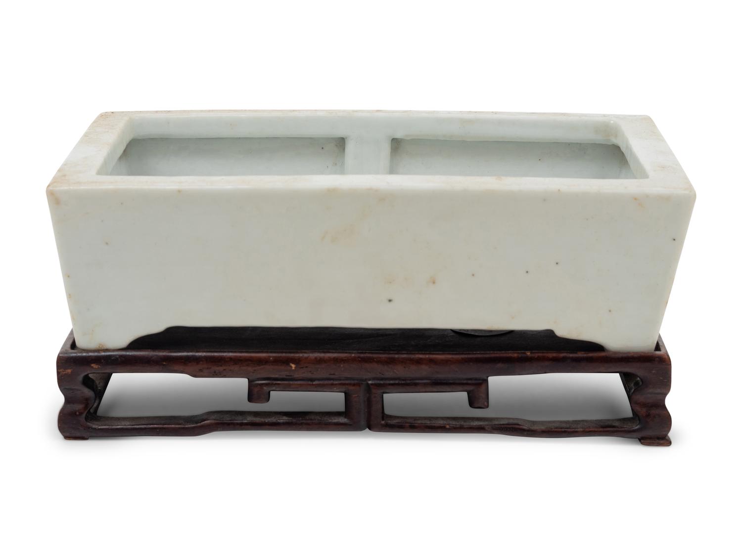 A Blanc-de-Chine Porcelain Rectangular Cachepot