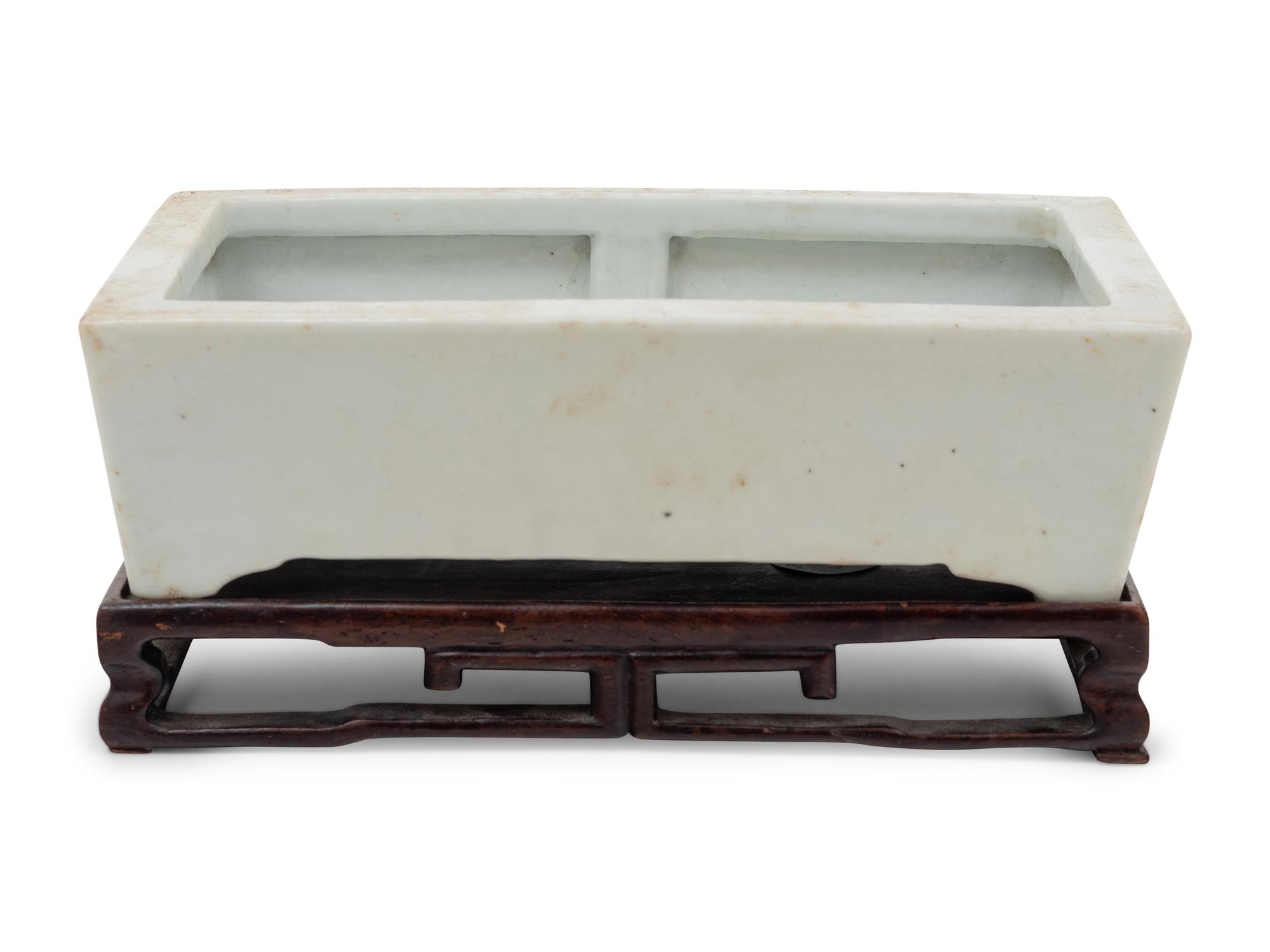 A Blanc-de-Chine Porcelain Rectangular Cachepot