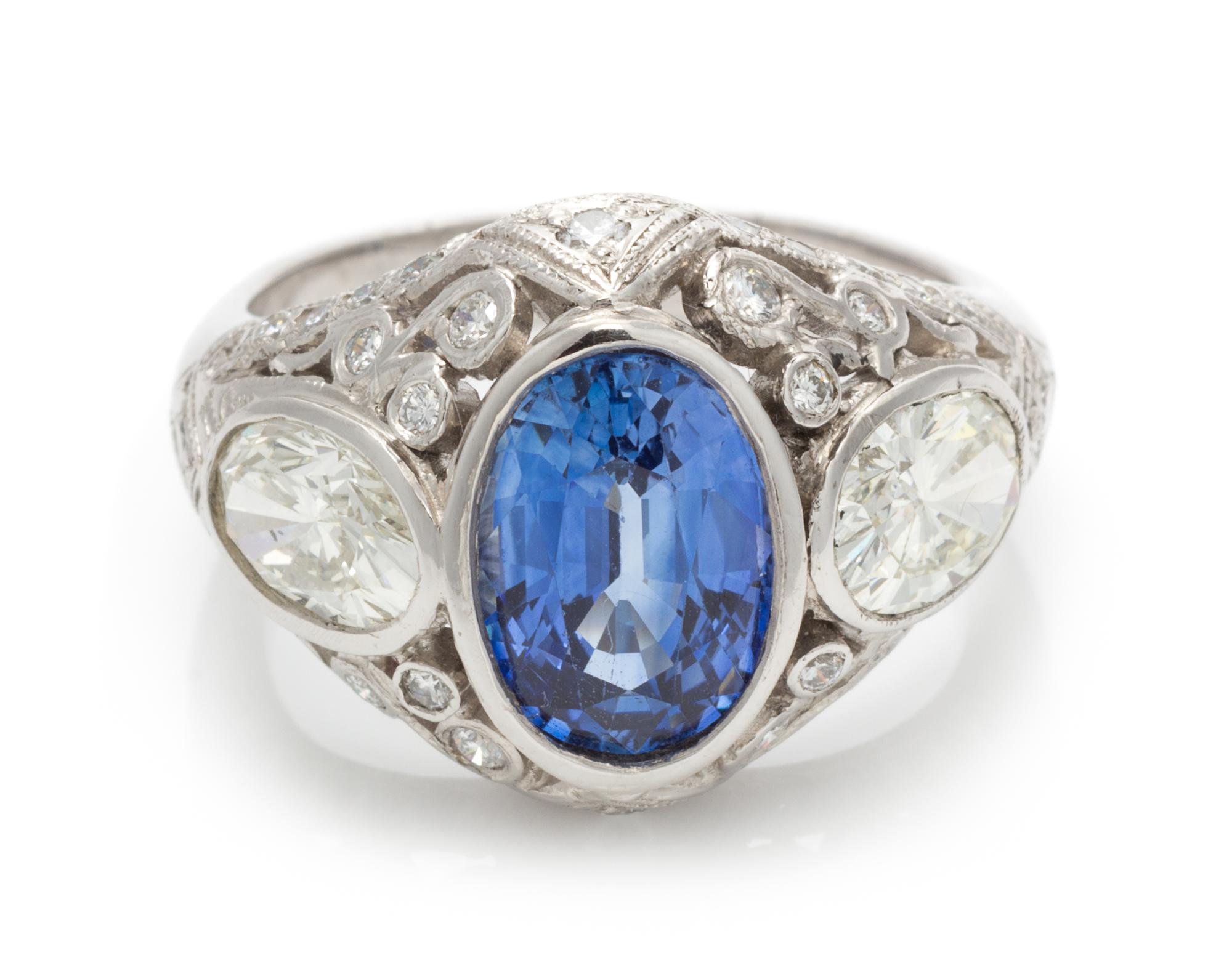 A Platinum, Sapphire and Diamond Ring, 7.80 dwts.