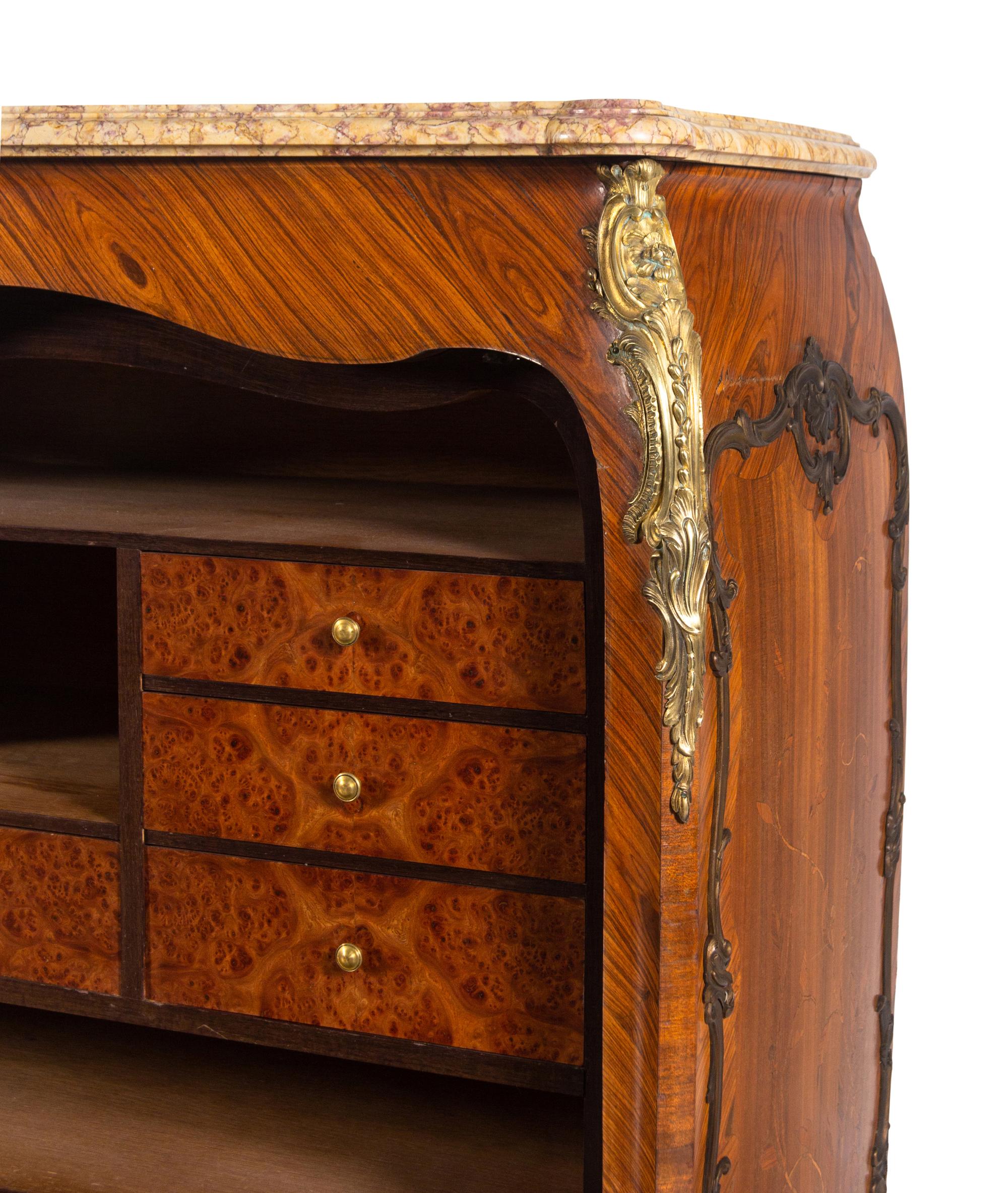 A Louis XV Style Gilt Bronze Mounted Marquetry Secrétaire à Abattant in the Manner of Jean-Pierre Latz