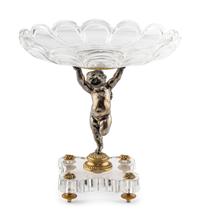 A Baccarat Silvered Bronze and Cut Glass Tazza