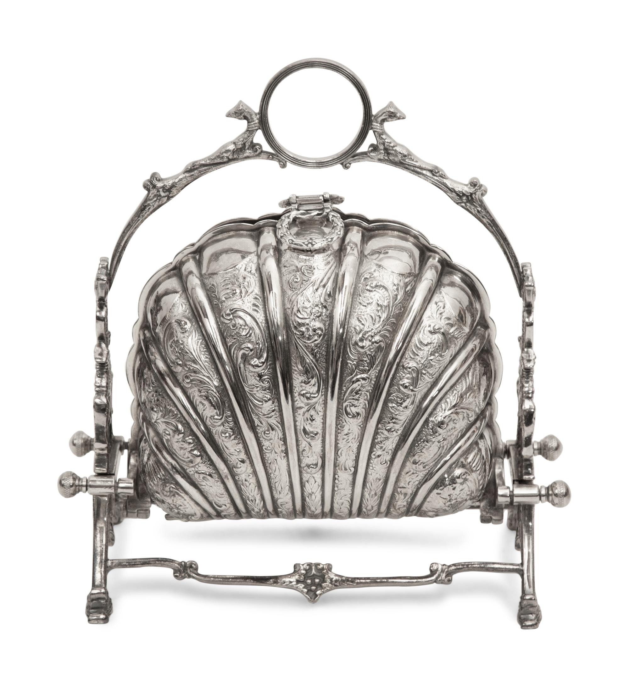 An English Victorian Silver-Plate Bun Warmer and a Silver-Plate and Cut Glass Biscuit Barrel