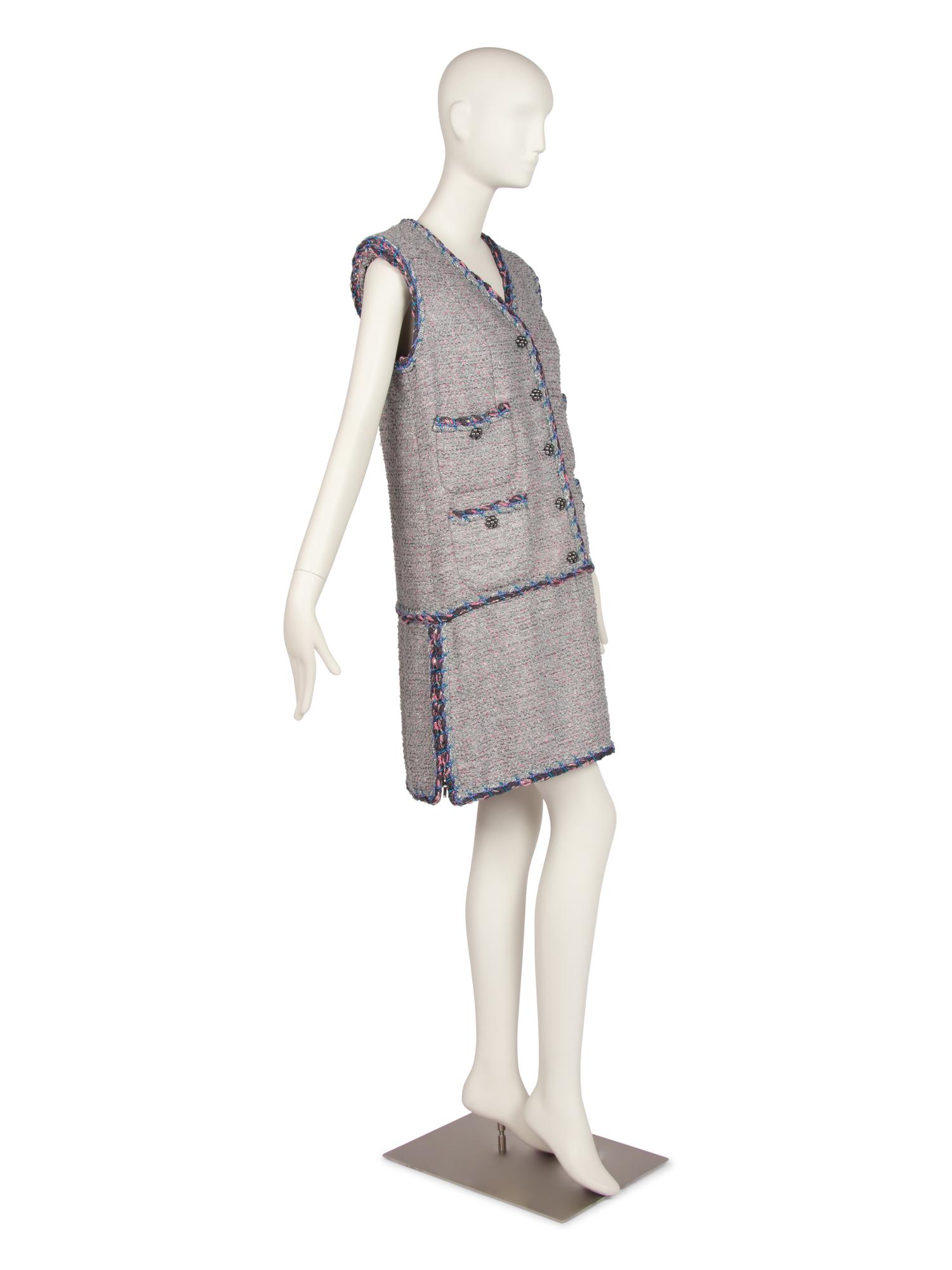 Chanel Silver Tweed Dress, 2010s