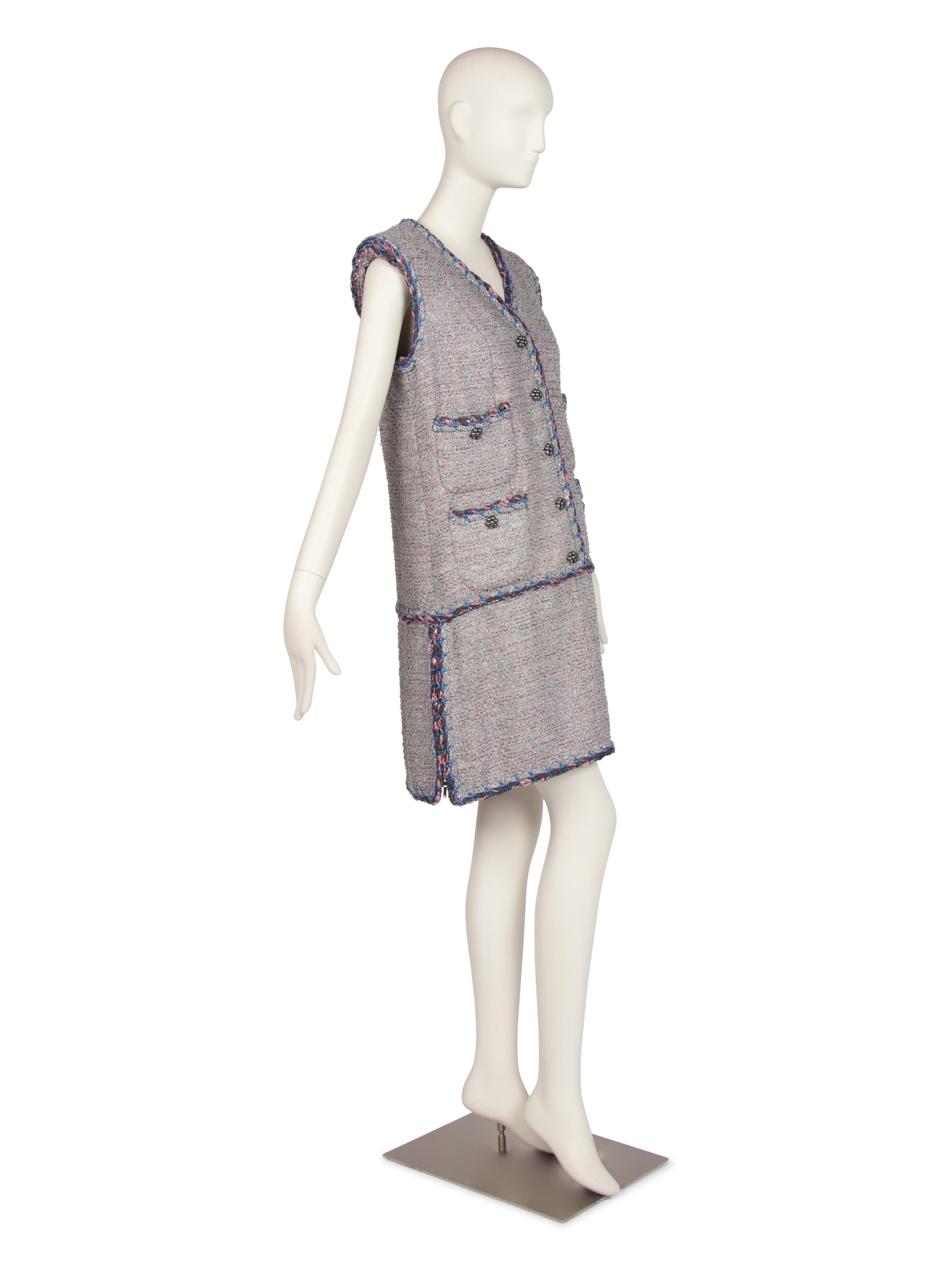 Chanel Silver Tweed Dress, 2010s