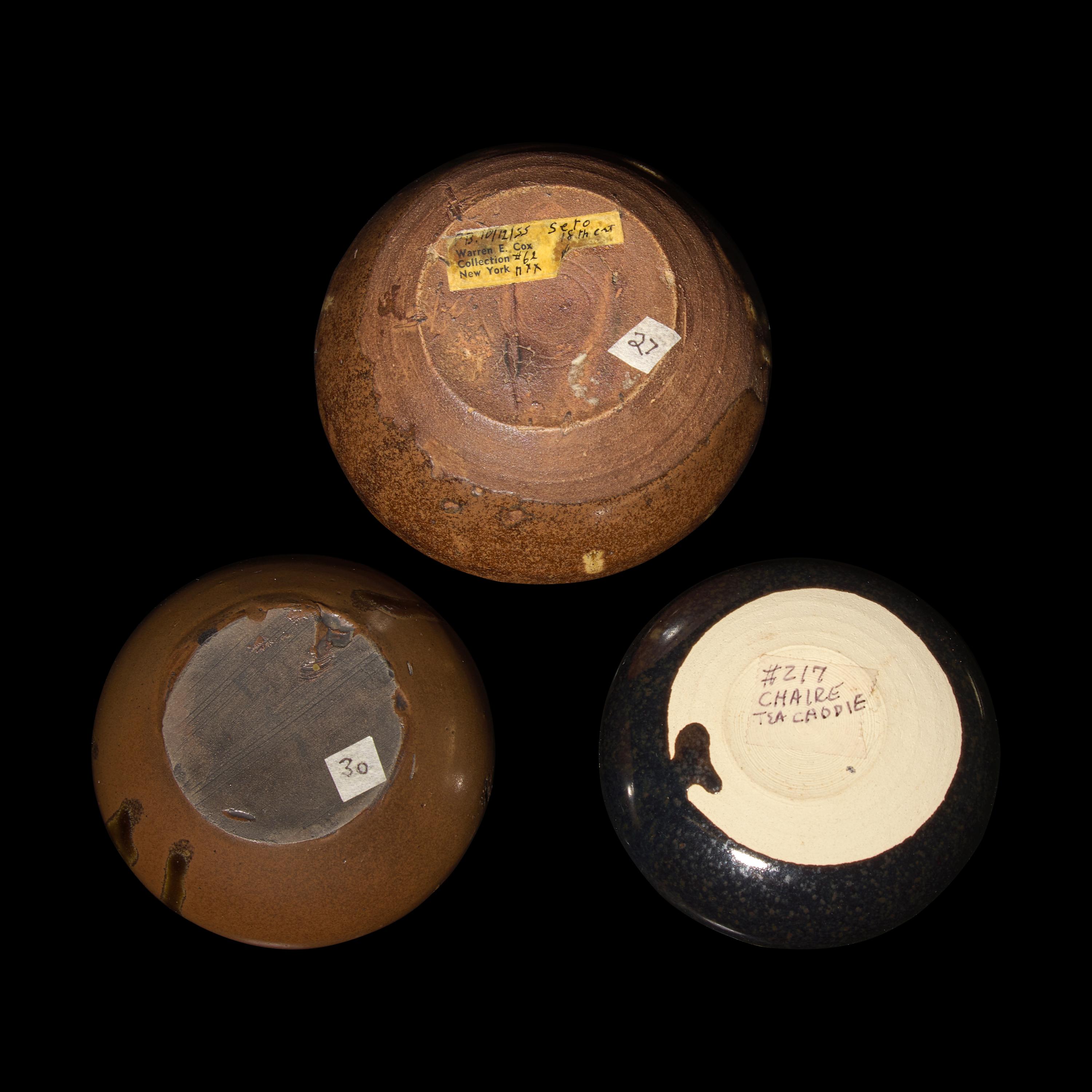 Three Japanese Compressed Globular Tea Caddies, Chaire , 17th/18th Century and Later