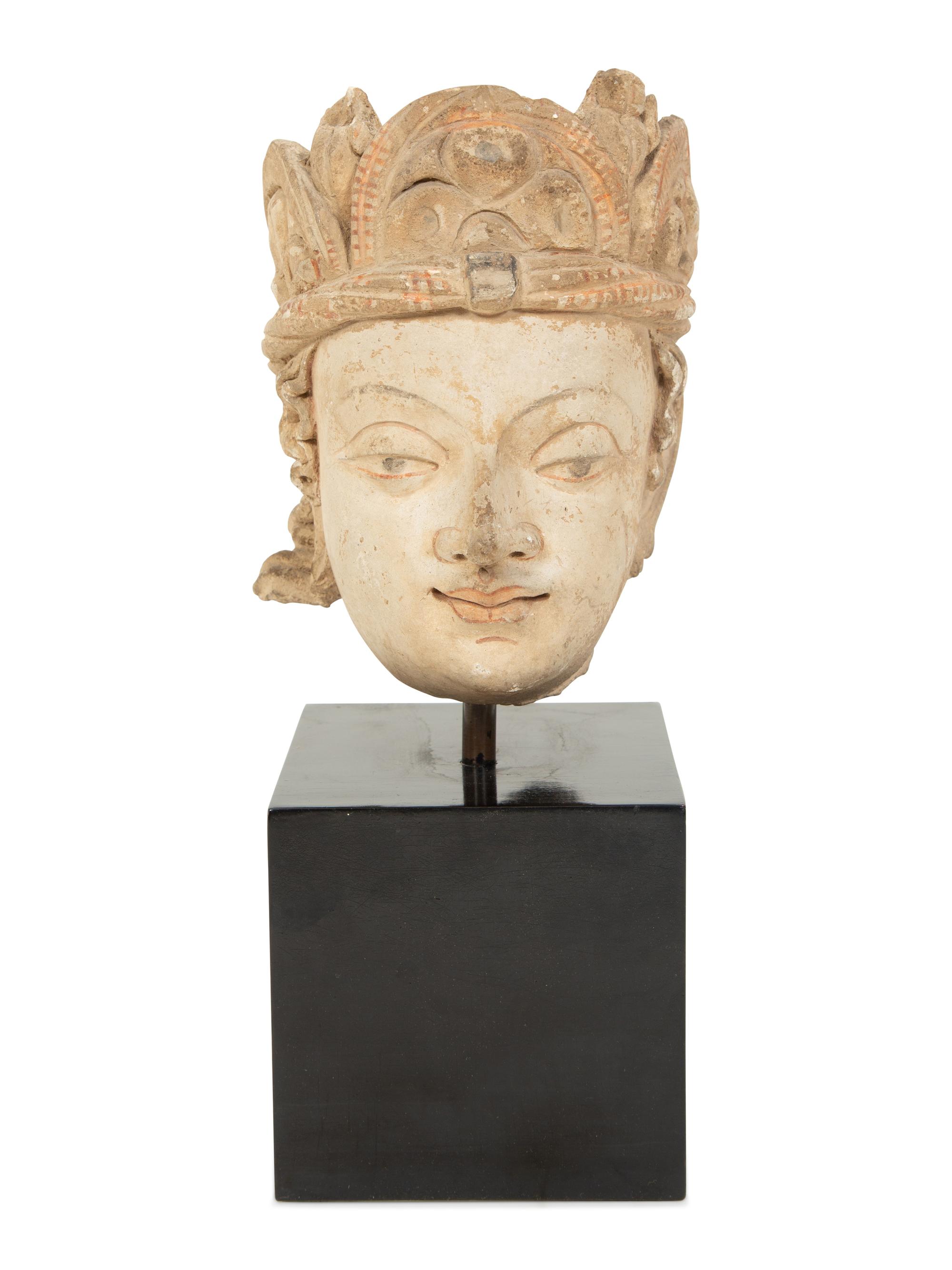 A Chinese Stucco Bodhisattva Head
