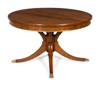 A Regency Mahogany Brass Mounted Extendable Pedestal Table