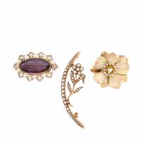 Three Seed Pearl Brooches