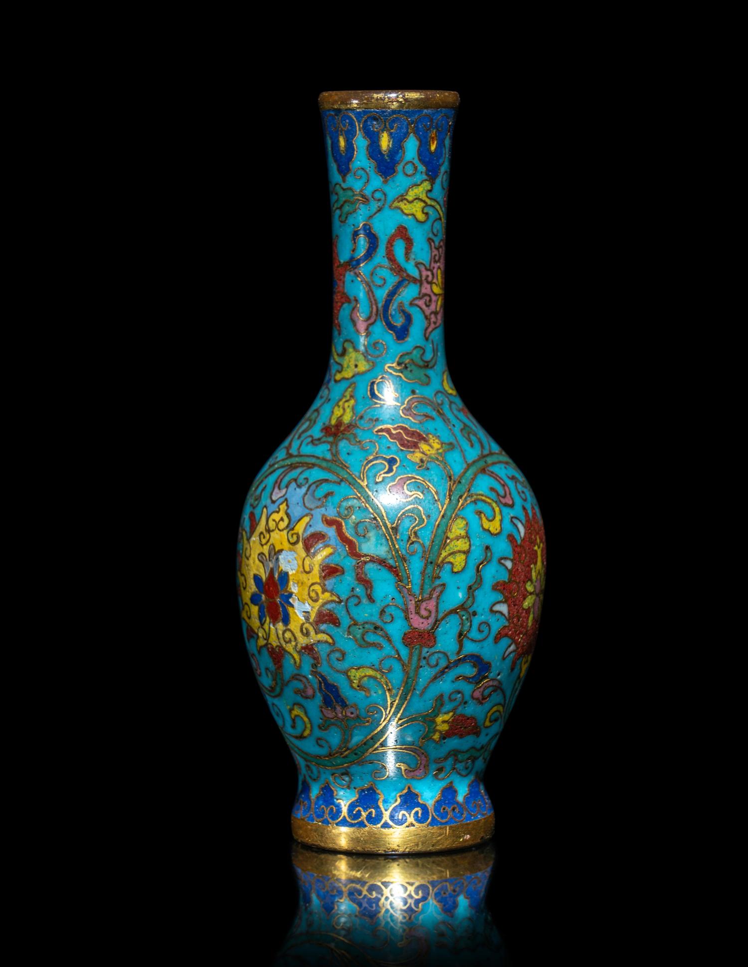 A Chinese Cloisonné Enamel Bottle Vase