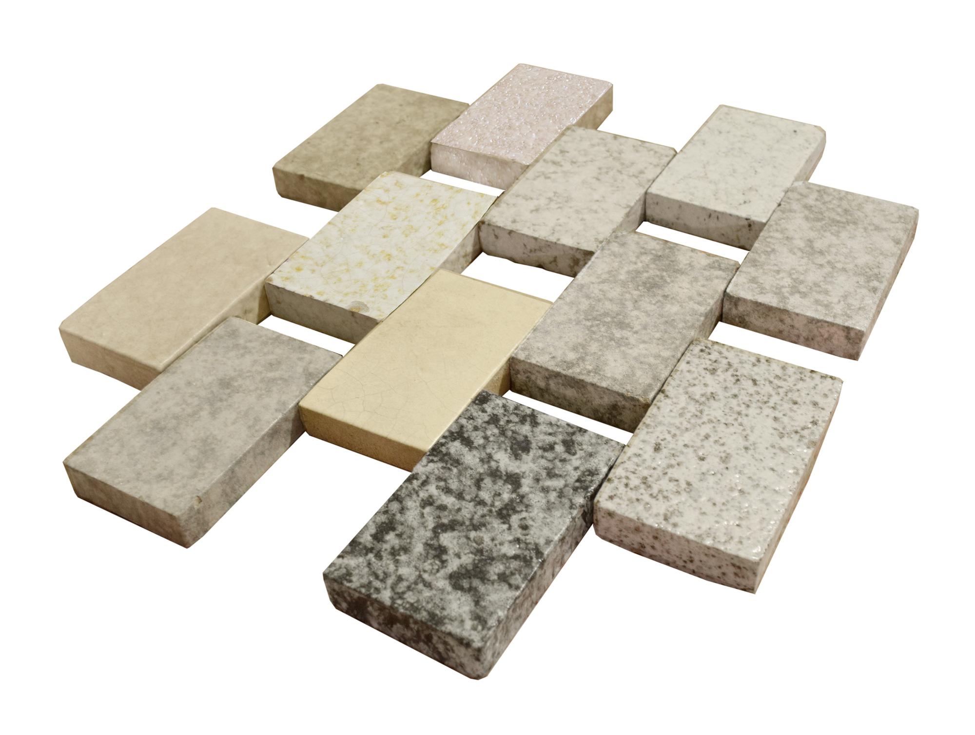 A Set of Twelve Glaze Samples from the American Terra Cotta Co 3.25" W x 5.25" D x 1" H each — United States, Early 20th Century