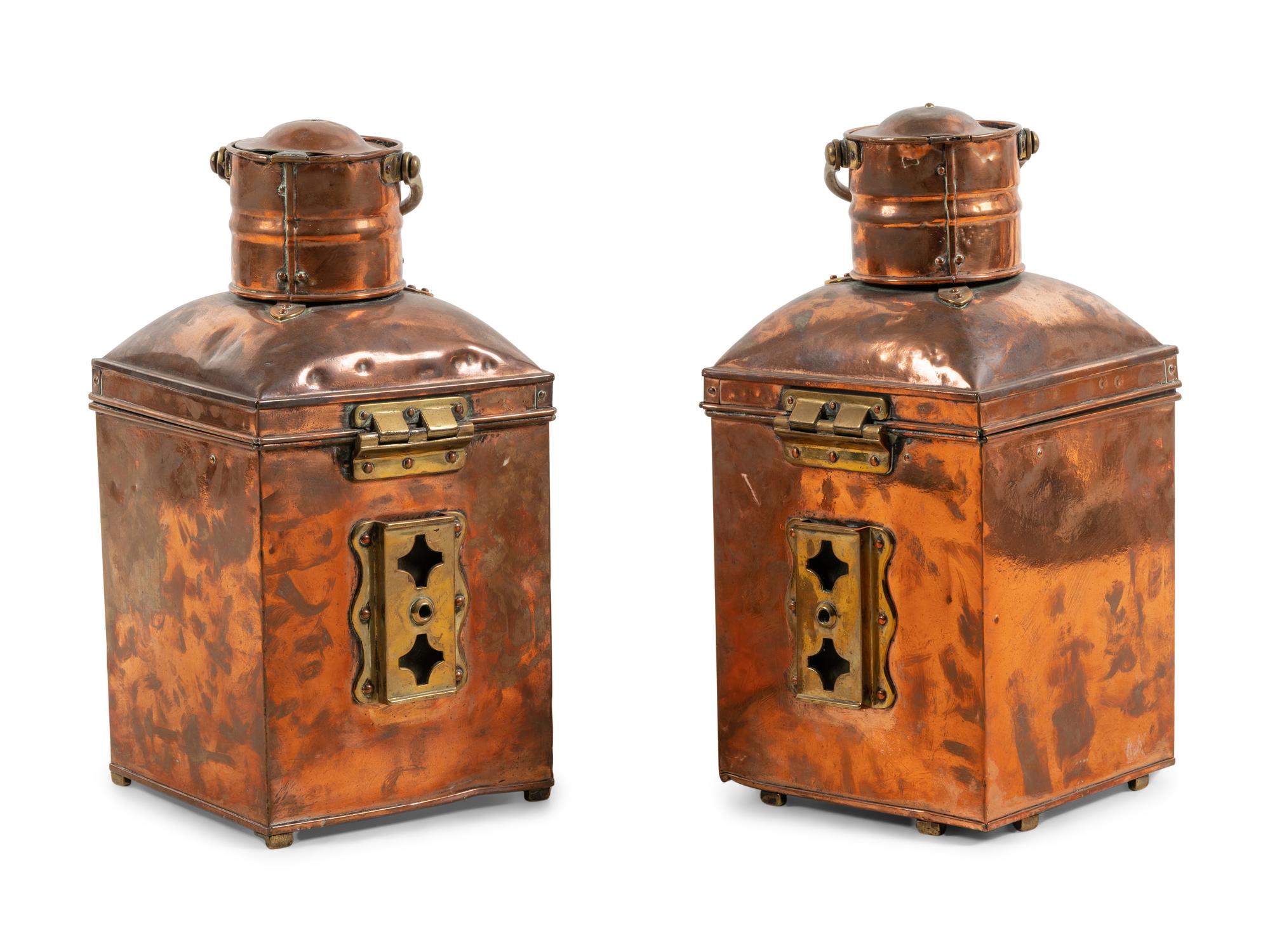 A Pair of Copper Ship Lanterns