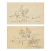 Alfred James Munnings (British, 1879–1959) — A Pair of Equestrian Drawings