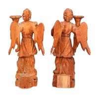 A Pair of Carved Wood Figures of Angels