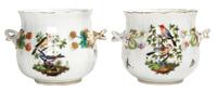 A Pair of Antique Meissen Style Porcelain Caschepots Height 5 inches.