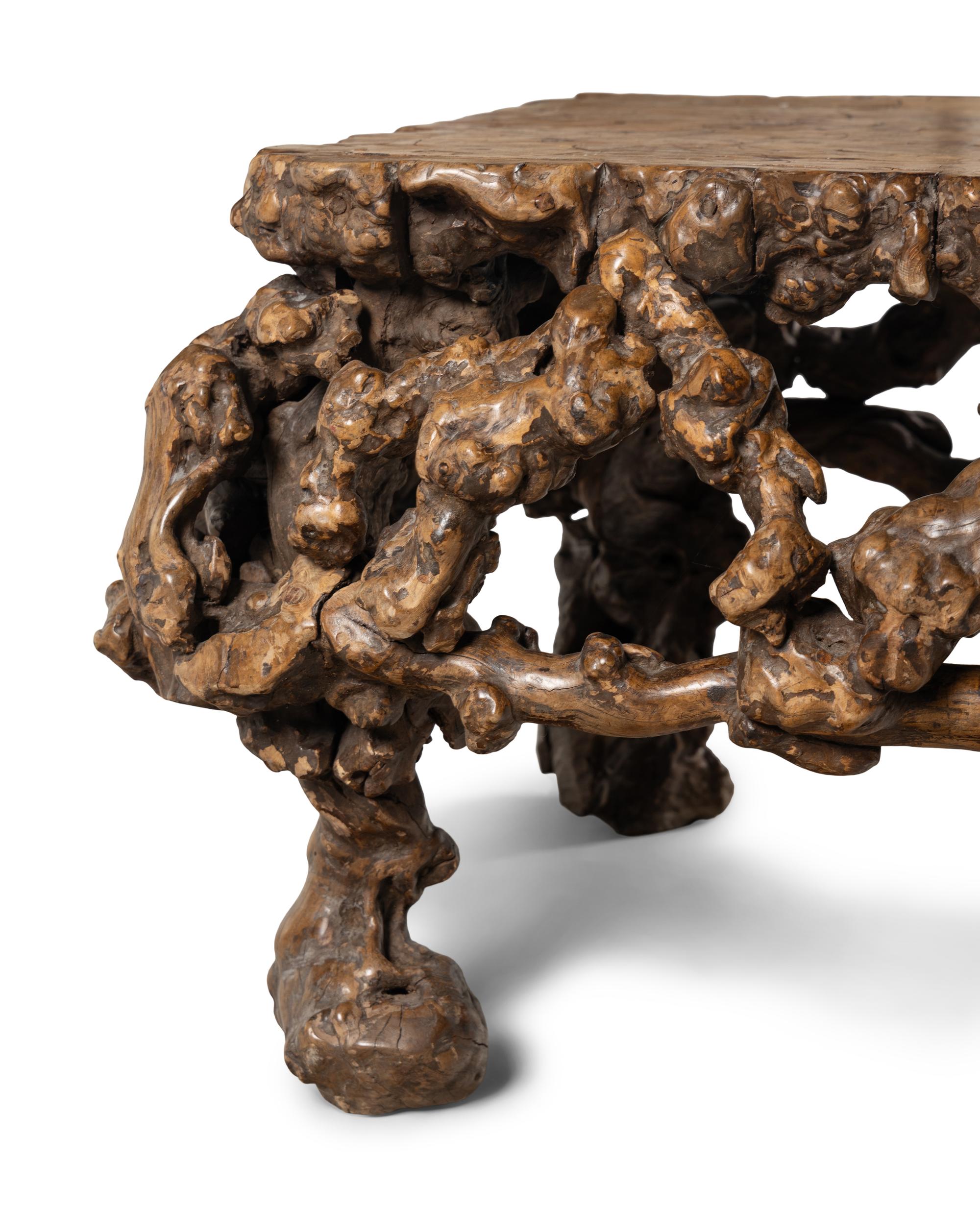 A Chinese Rootwood Low Table 天然木根雕矮桌