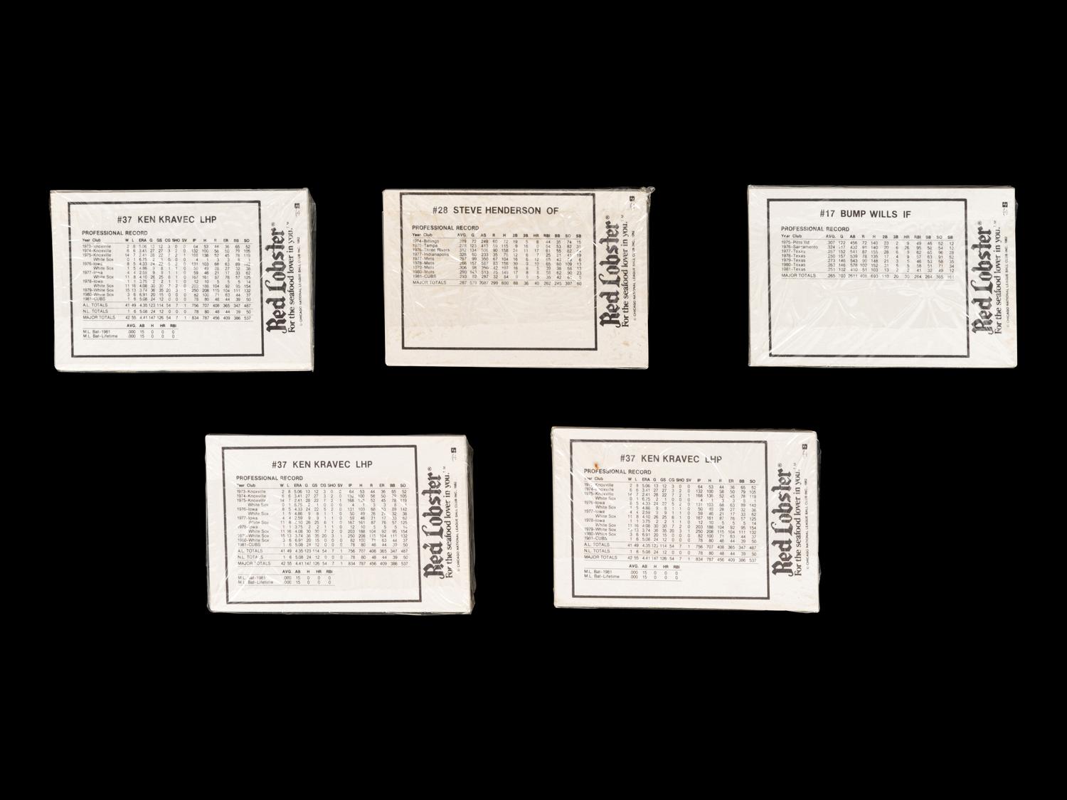 A Group of Five 1982 Chicago Cubs Red Lobster Factory Sealed Team Sets (Ryne Sandberg Rookie Cards)