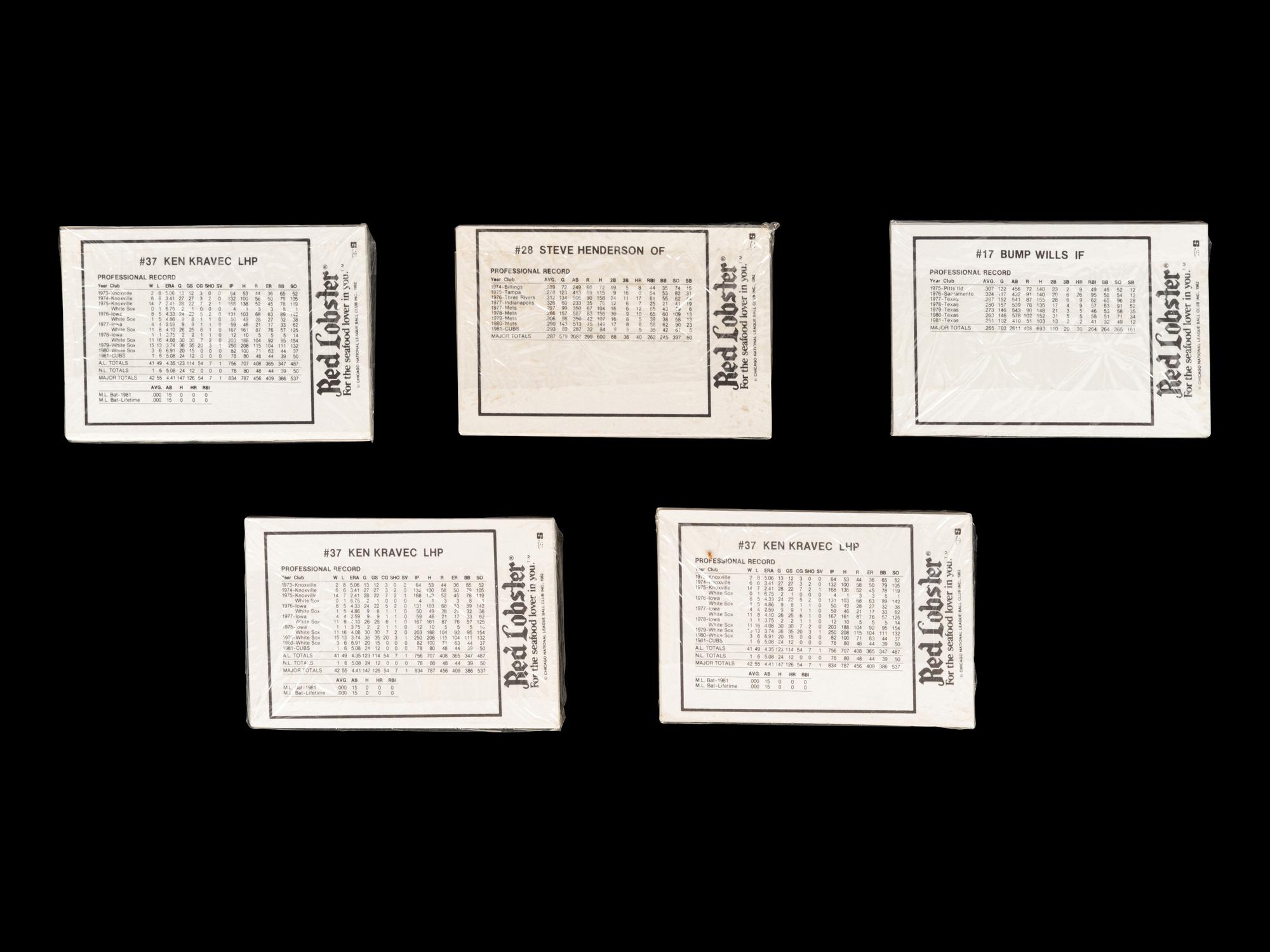 A Group of Five 1982 Chicago Cubs Red Lobster Factory Sealed Team Sets (Ryne Sandberg Rookie Cards)