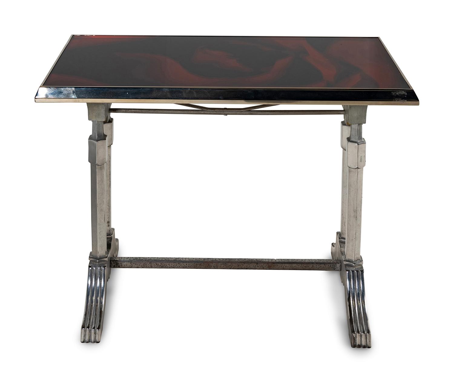 A Pair of Art Deco Chrome and Silver-Plate Café Tables