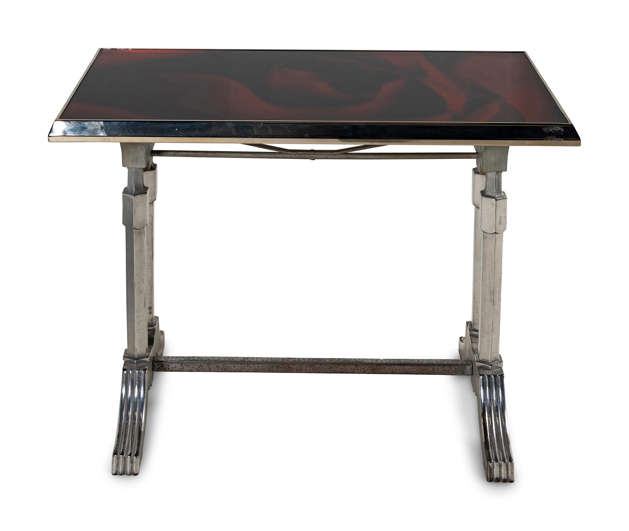 A Pair of Art Deco Chrome and Silver-Plate Café Tables
