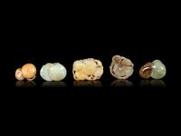 Five Jade Carvings of Mushrooms