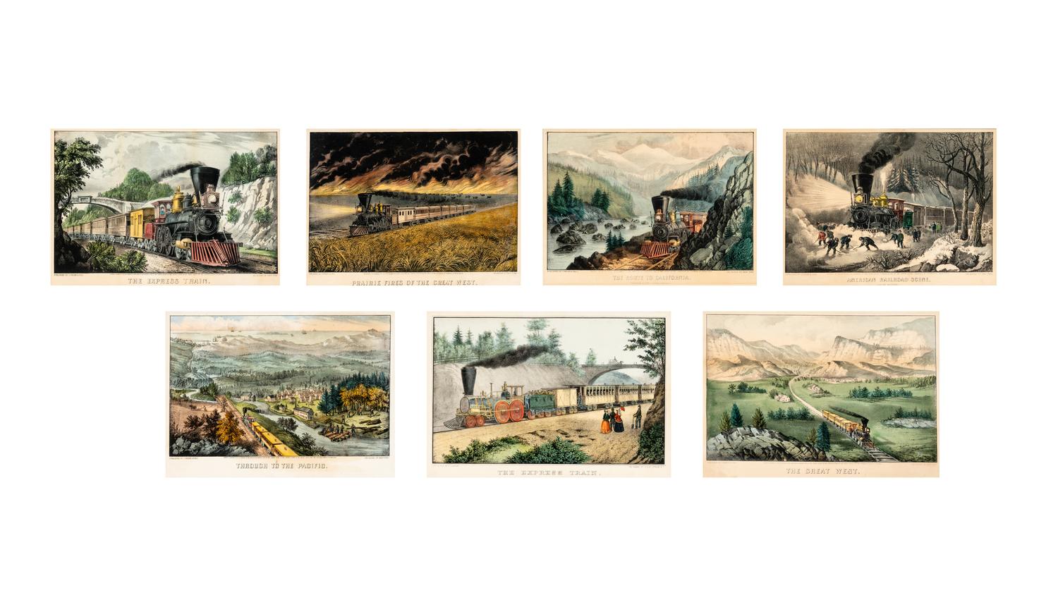 [AMERICANA - CURRIER & IVES]. A group of 7 small format lithographs, comprising: