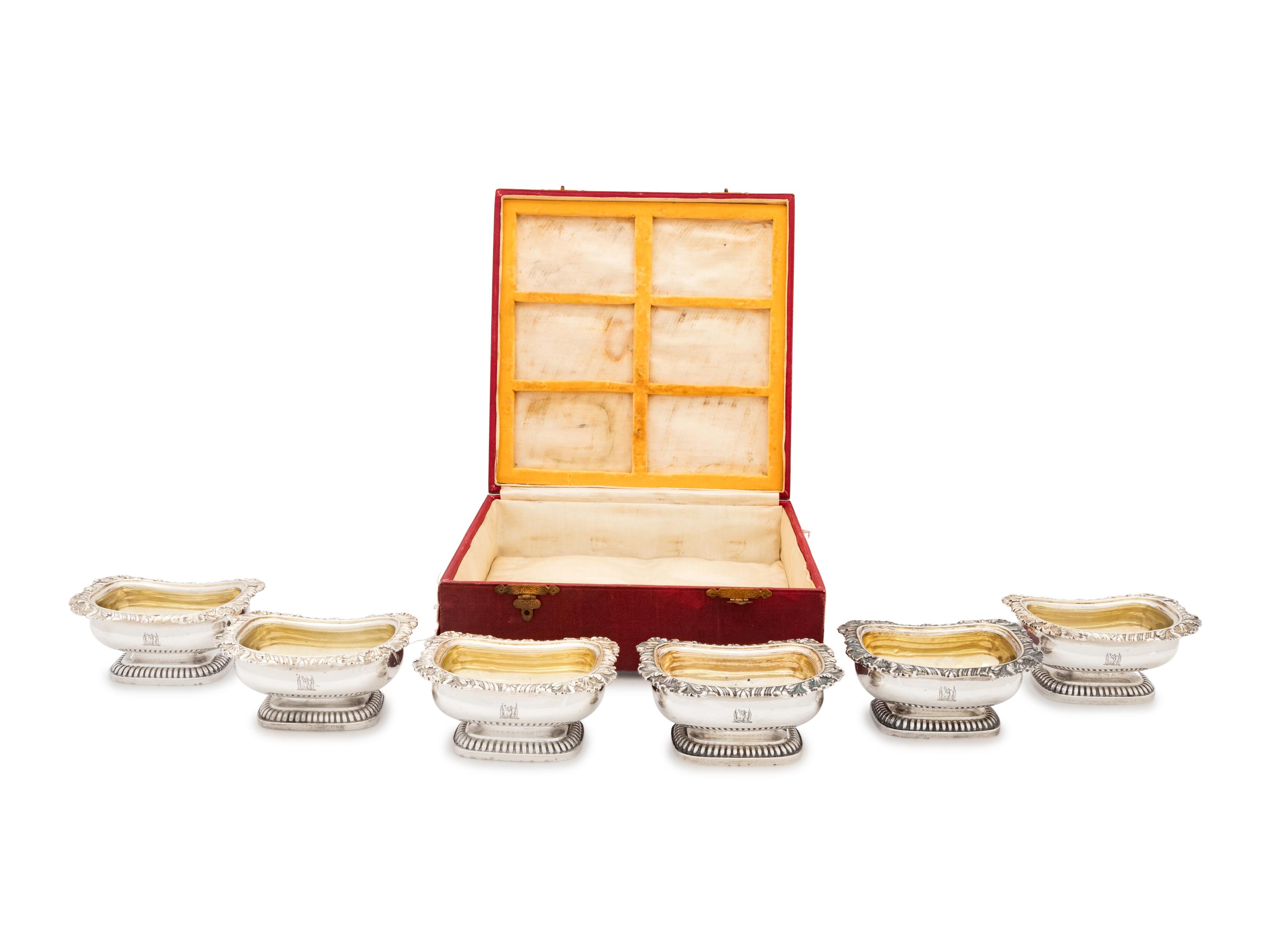 A Set of Six George IV Silver Salt Cellars