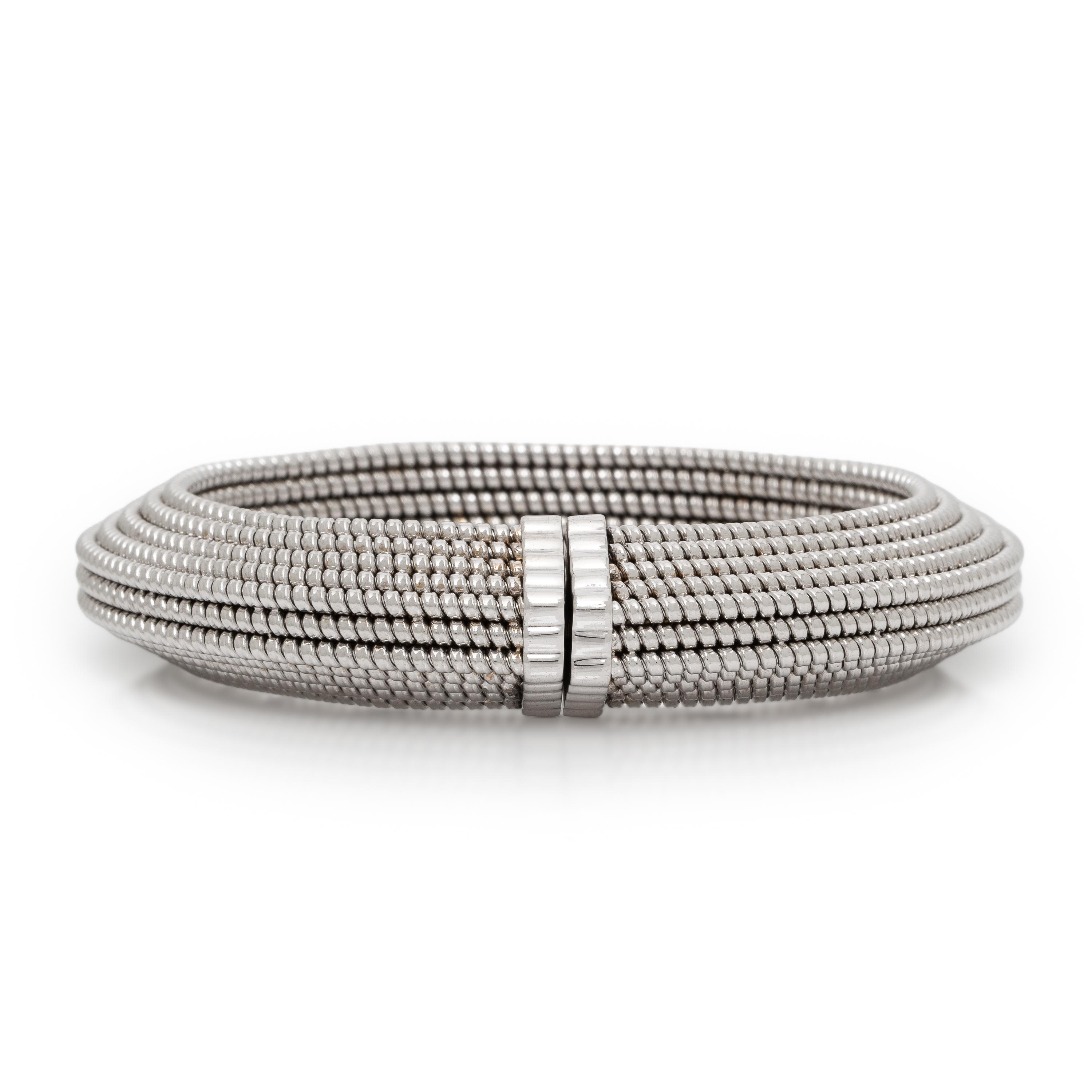 White Gold and Diamond Flexible Cuff Bracelet