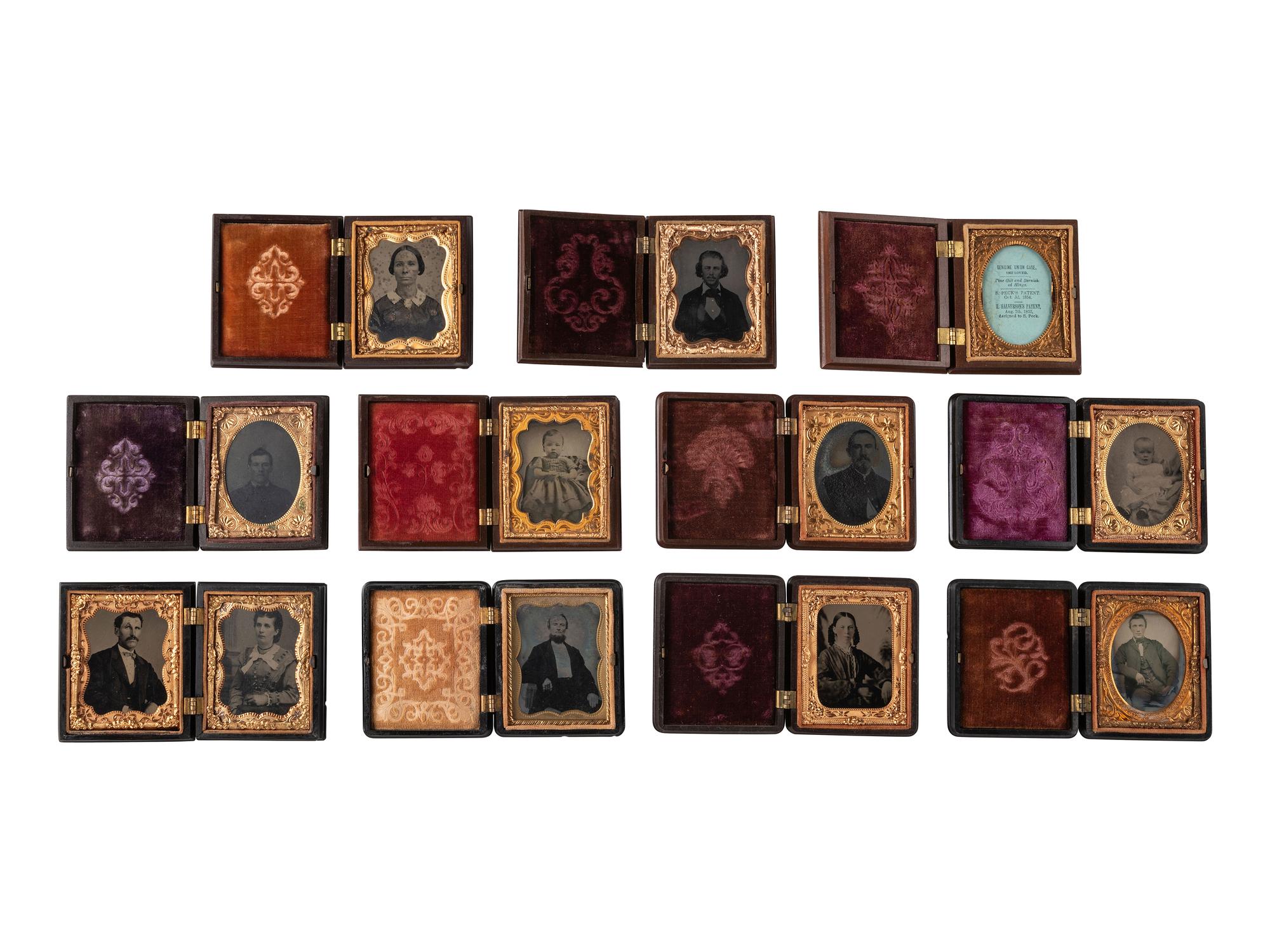 [EARLY PHOTOGRAPHY]. 22 ninth plate Union cases, including geometric, floral, and figural designs.