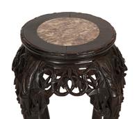A Chinese Carved Hardwood Stand with Inset Marble Top