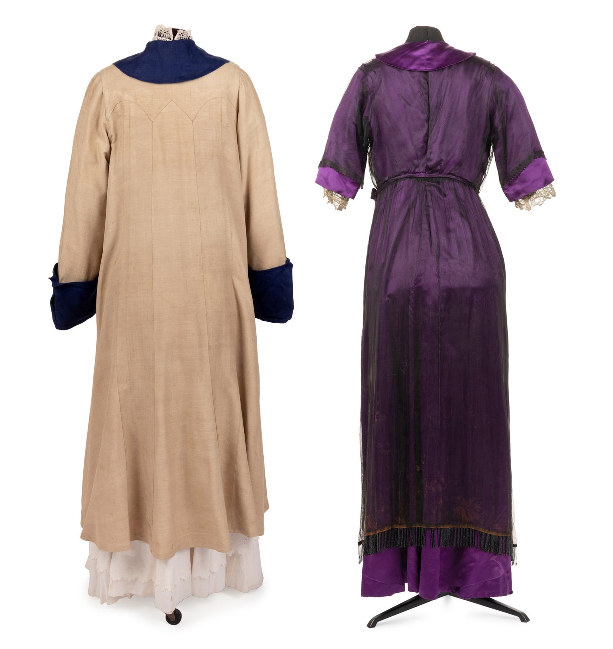 Two 1910s items: One Linen Duster, One Evening Dress