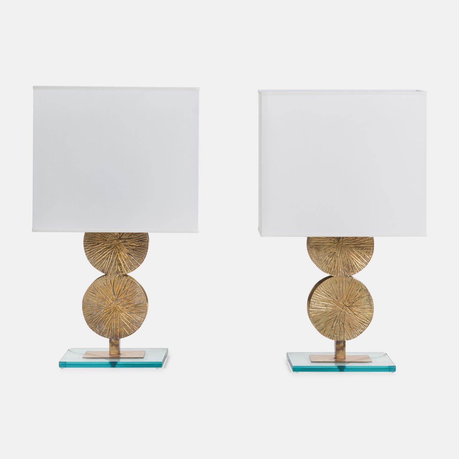 Pair of Disk Table Lamps