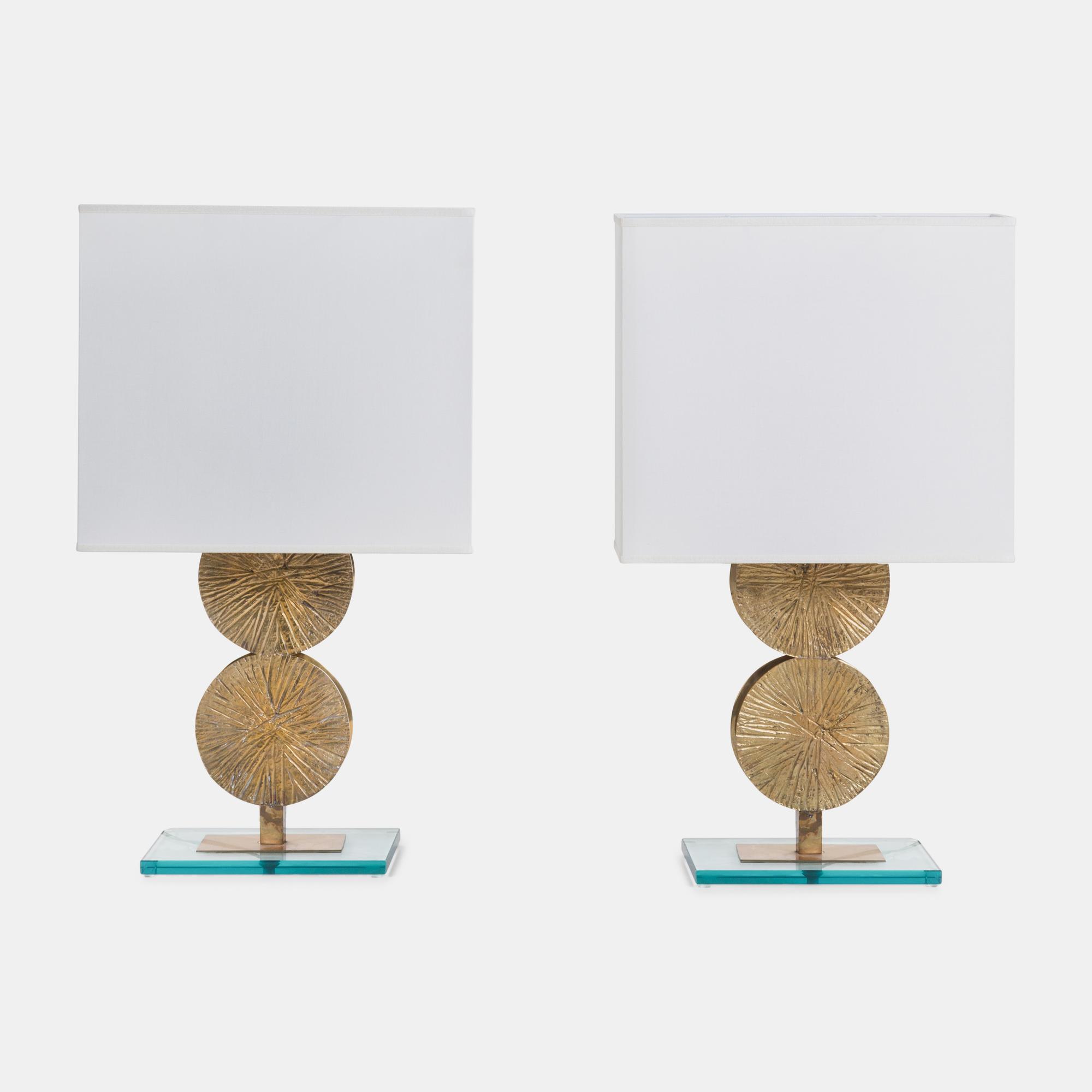 Pair of Disk Table Lamps