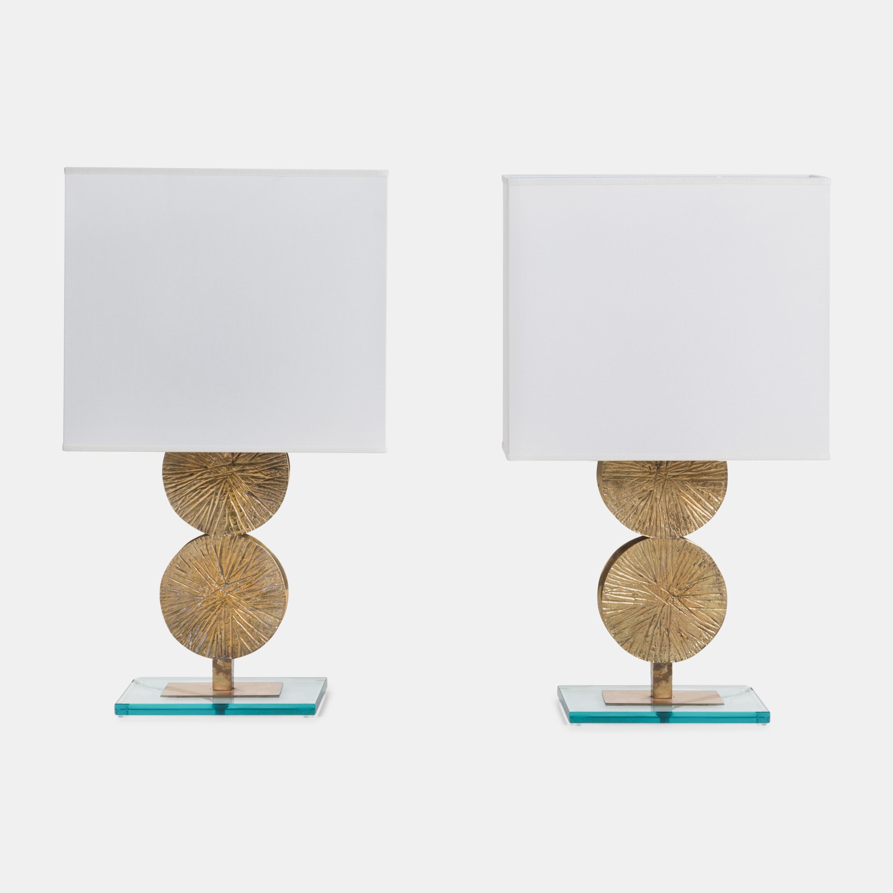 Pair of Disk Table Lamps