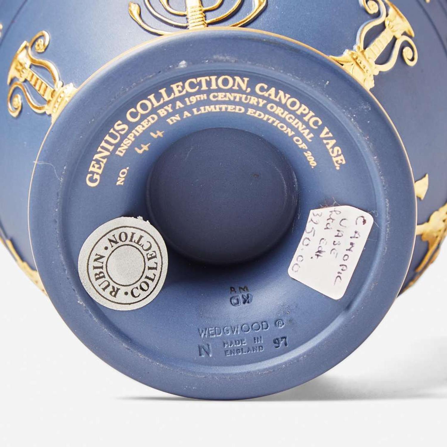 A Wedgwood Portland Blue Jasperware Genius Collection Canopic Jar Vase UK, 1997