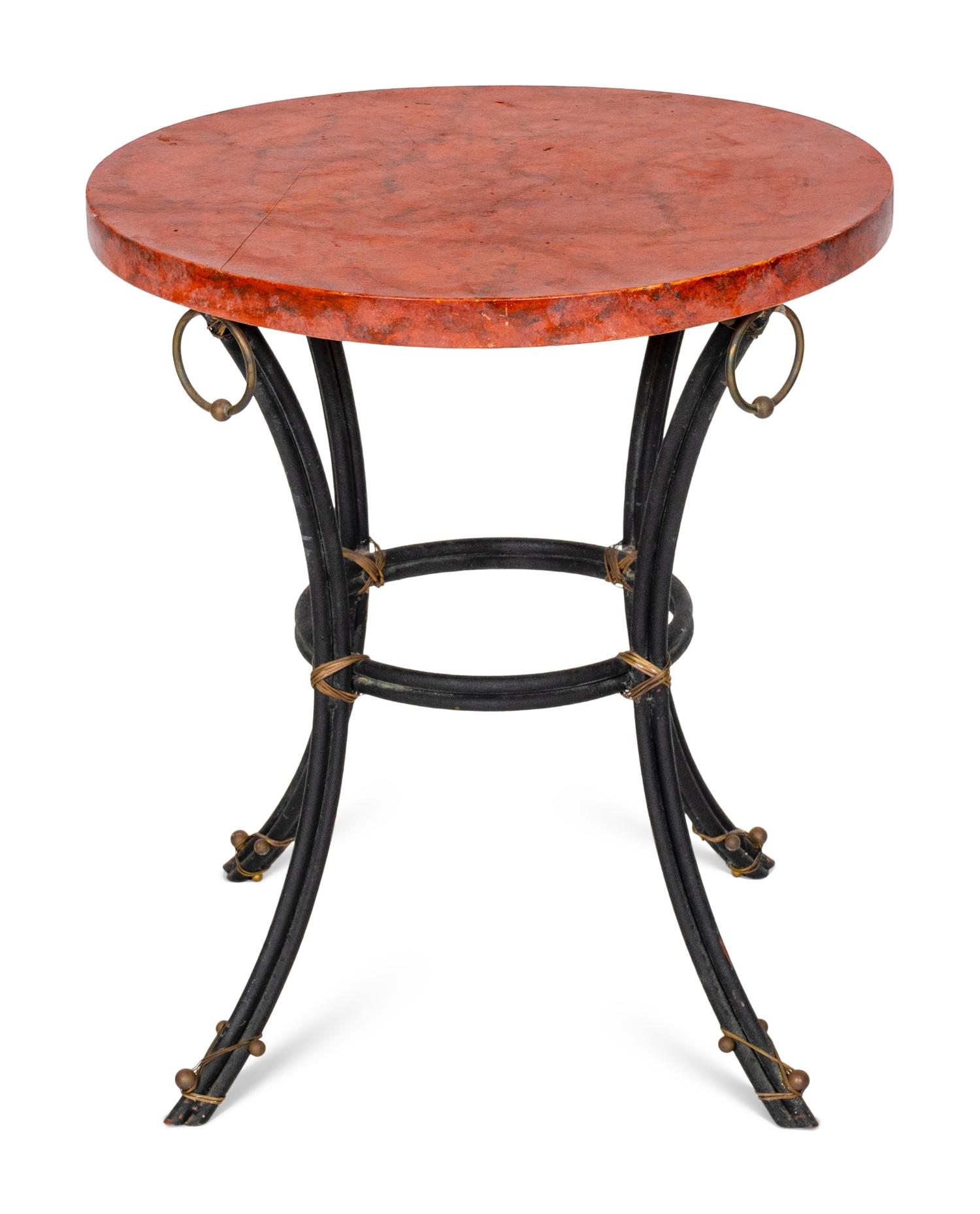 A Painted Faux Marble-Top Side Table