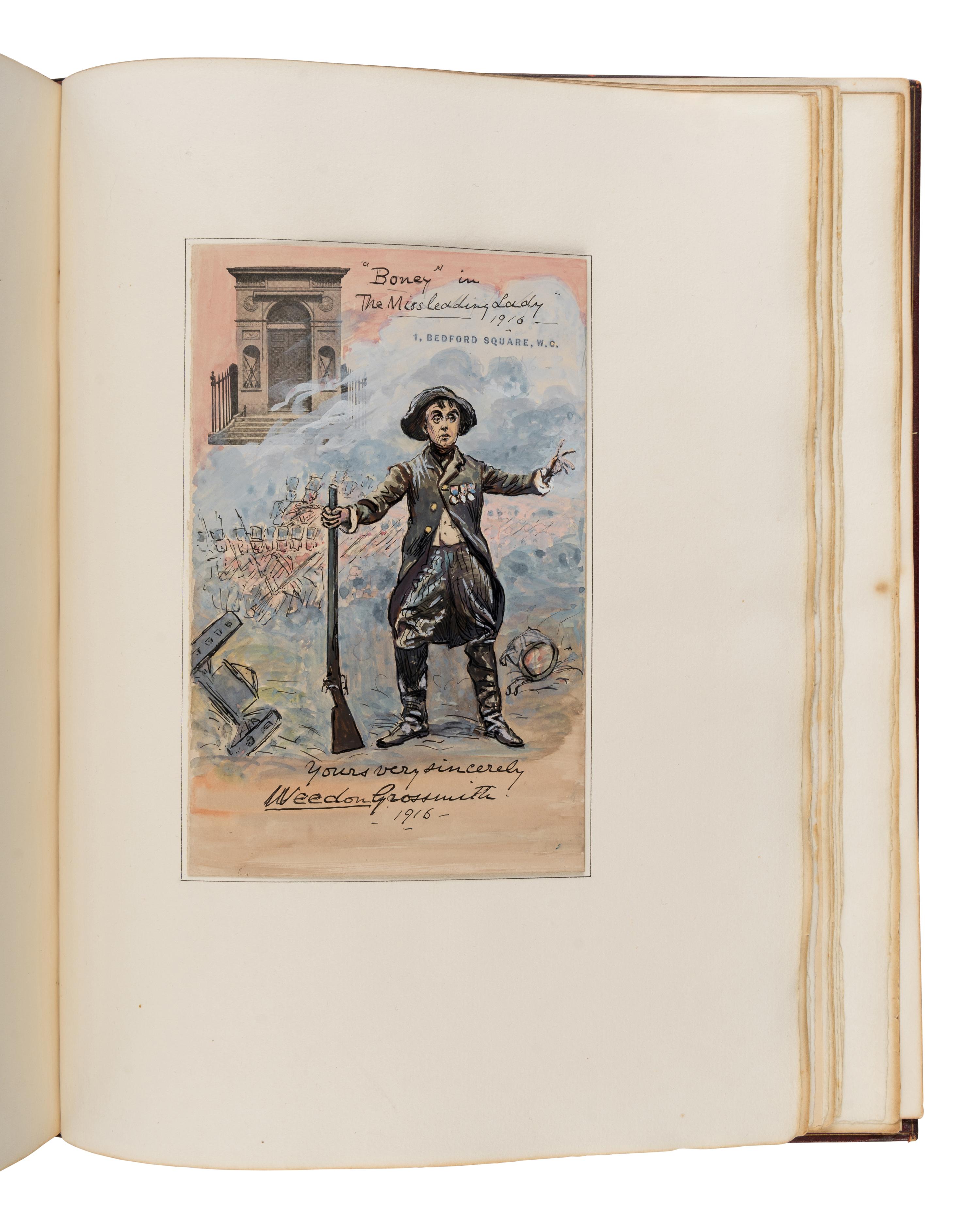 [The Red Cross]. An exceptional album of autographs, letters, and original artwork assembled to benefit the British Red Cross during WWI. [N.p.: N.p.], 1917.