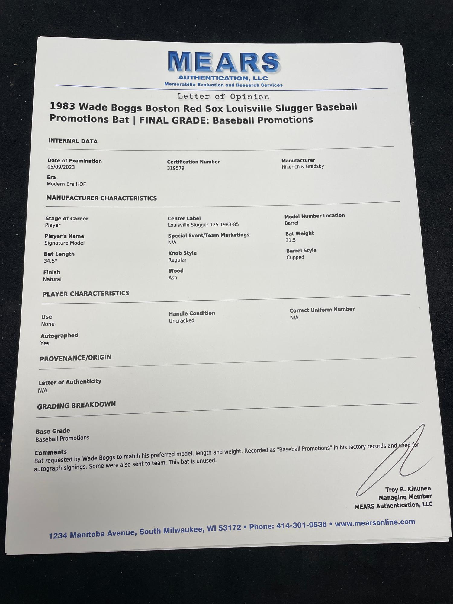 A Group of Baseball Hall of Fame Signed Autograph Bats featuring Wade Boggs and Gary Carter