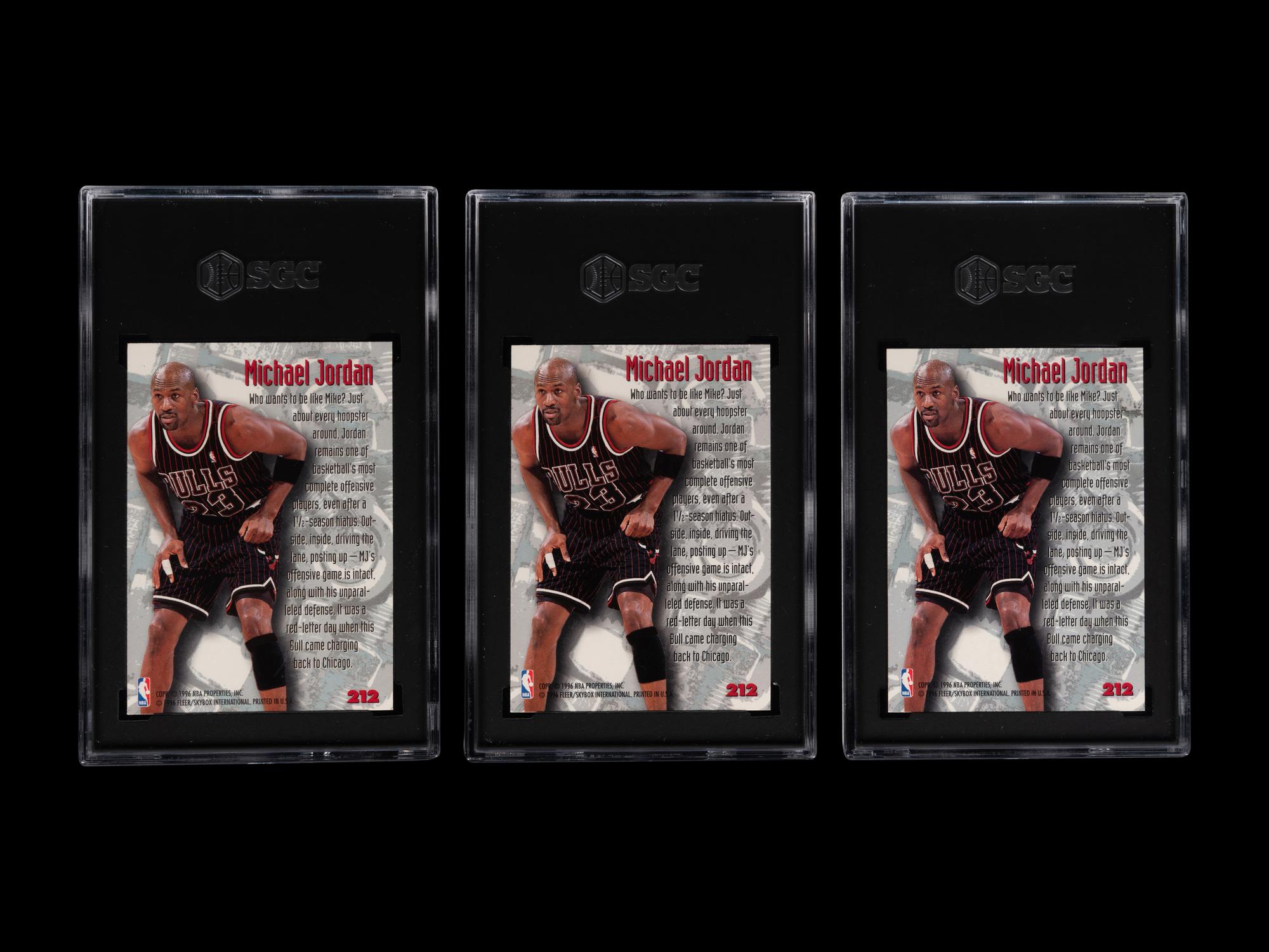 A Group of Three SGC Graded 1995-96 Fleer Metal Nuts & Bolts Michael Jordan Basketball Cards No. 212,