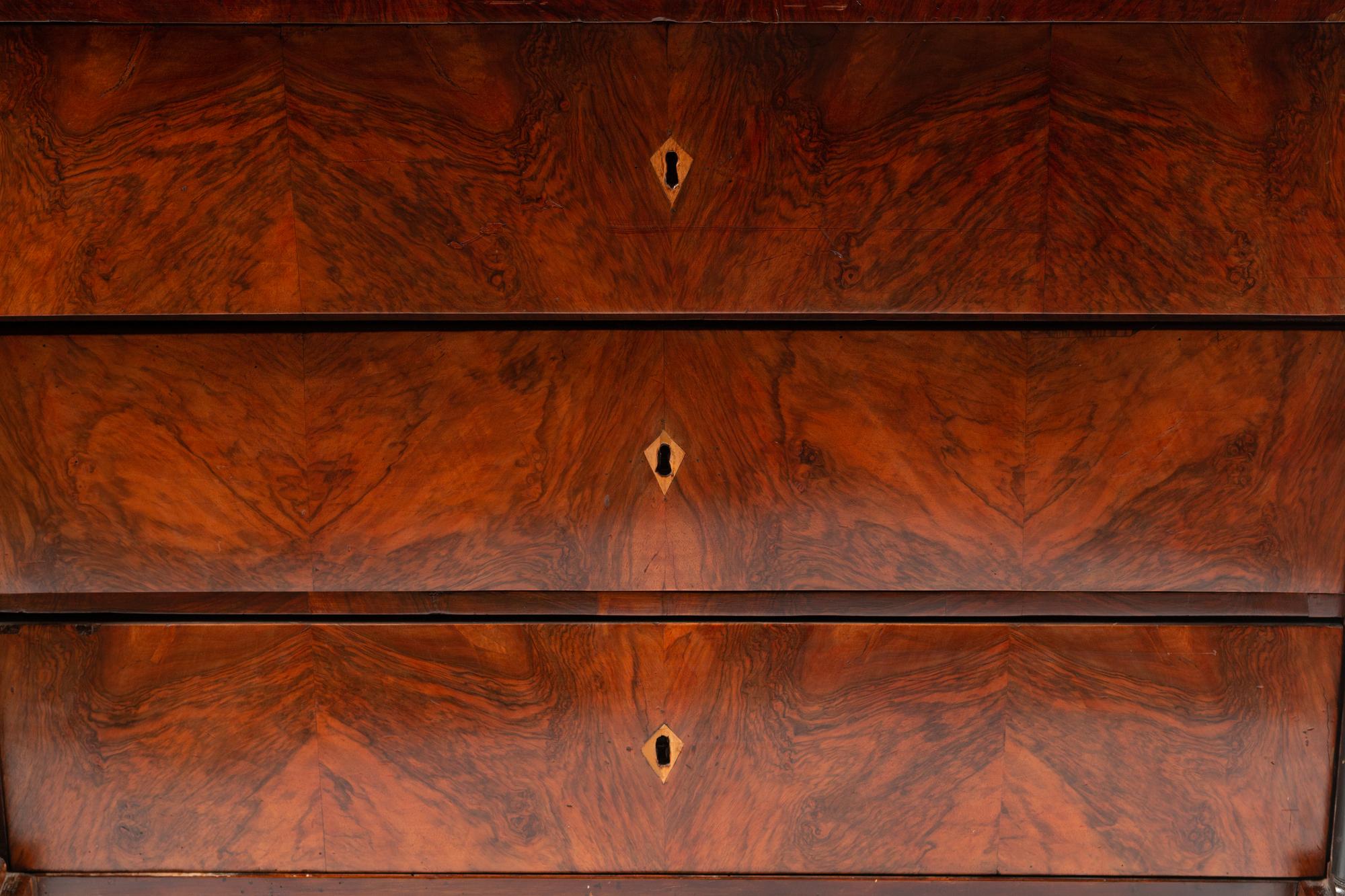 An Italian Parcel Ebonized Burl Walnut Cabinet-on-Chest