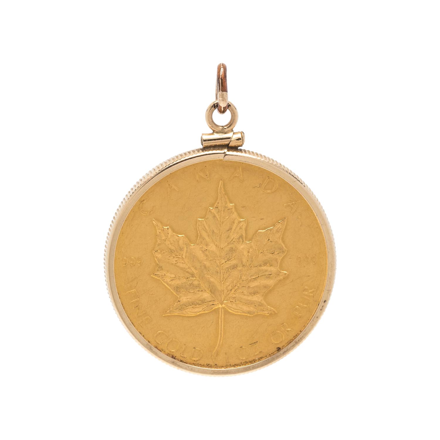 YELLOW GOLD AND COIN PENDANT