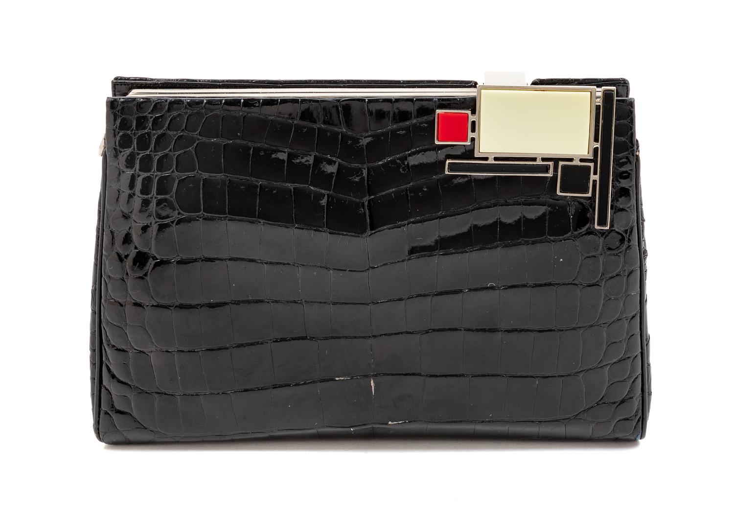 Judith Leiber Black Crocodile Bag,