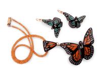 Carved Buffalo Horn Butterfly Necklace and Earrings