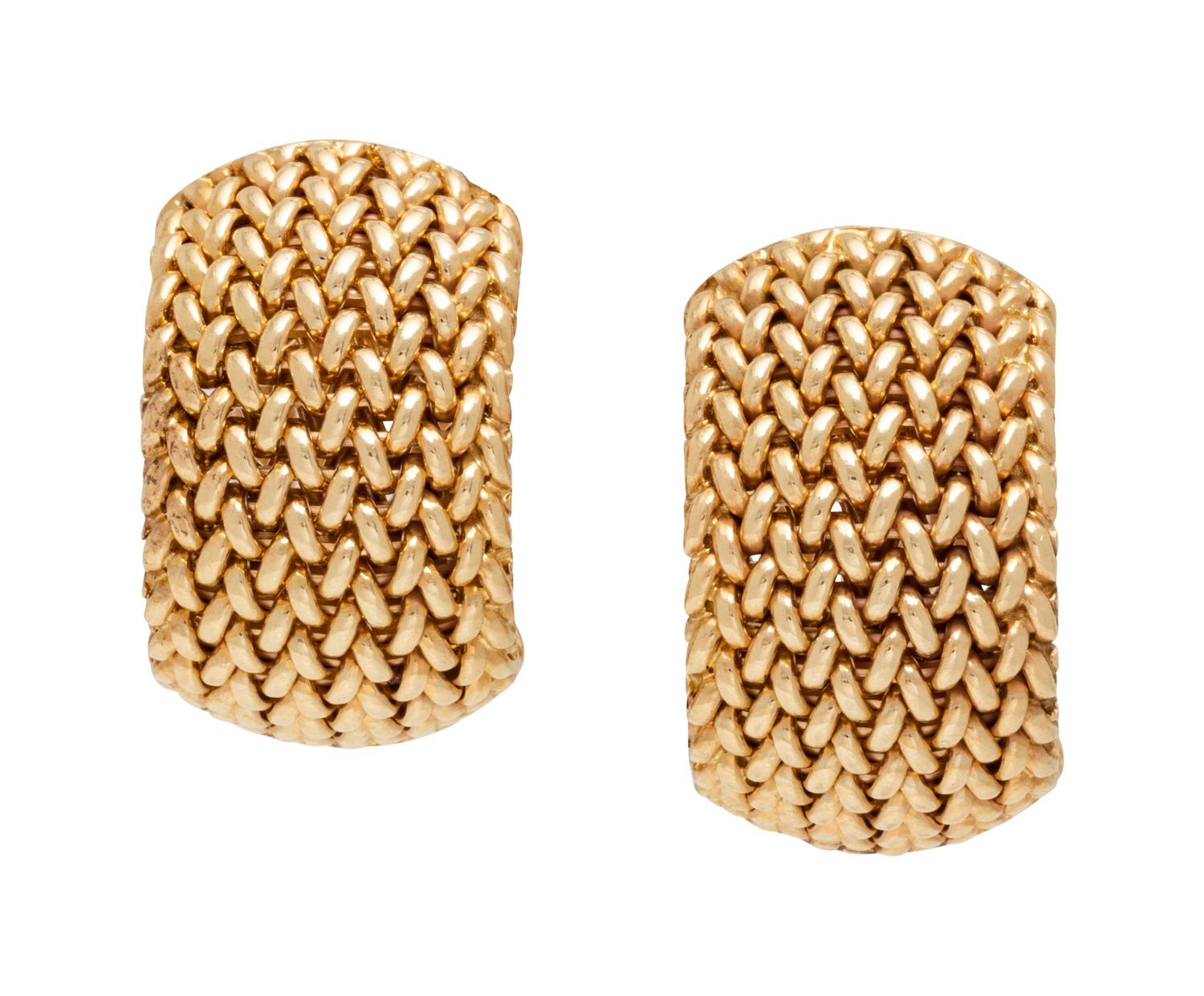 A Pair of 14 Karat Yellow Gold Earclips,