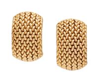 A Pair of 14 Karat Yellow Gold Earclips,