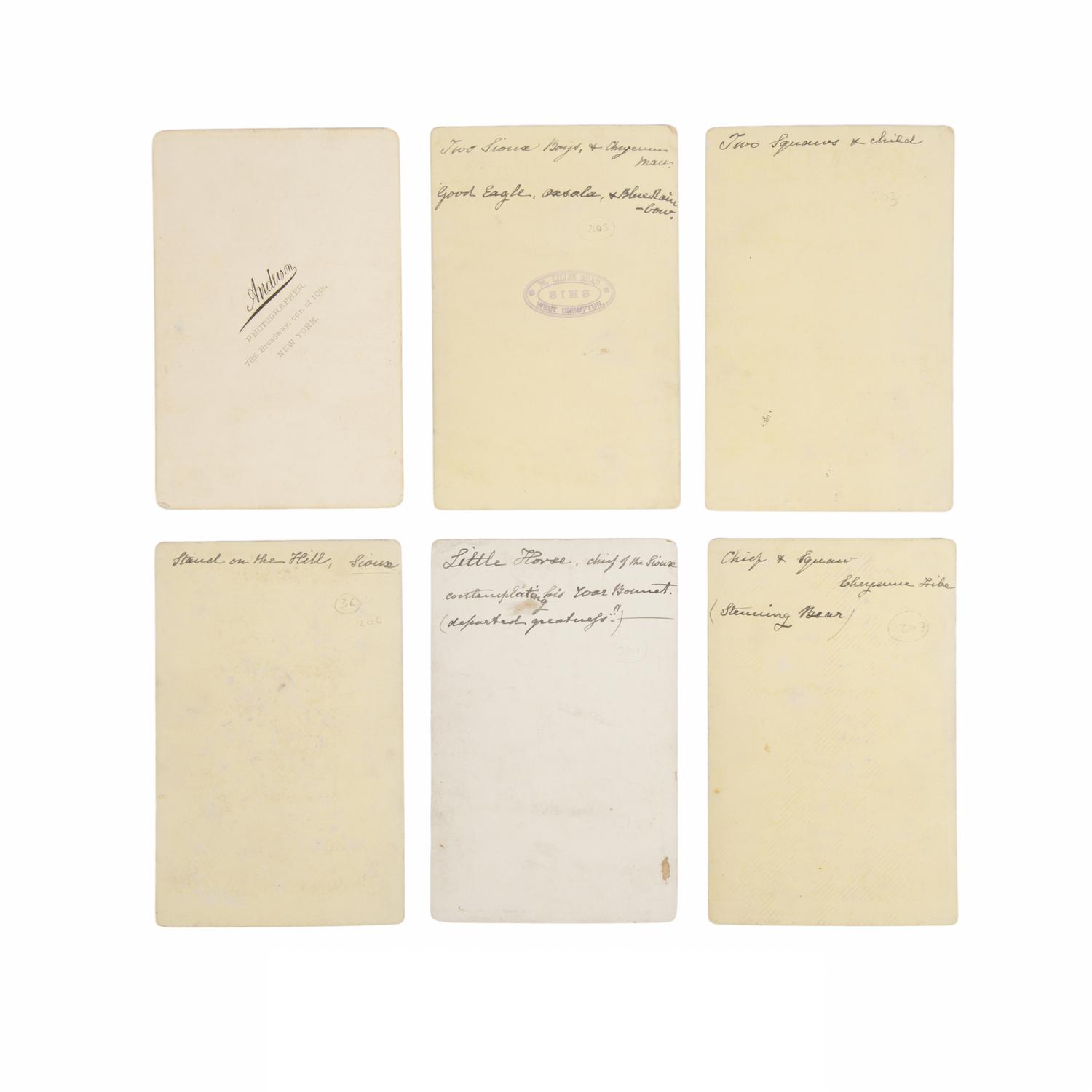 [Native Americana]. A group of 6 photos of Sioux and Cheyenne from Buffalo Bill's Wild West by Sims and Anderson.