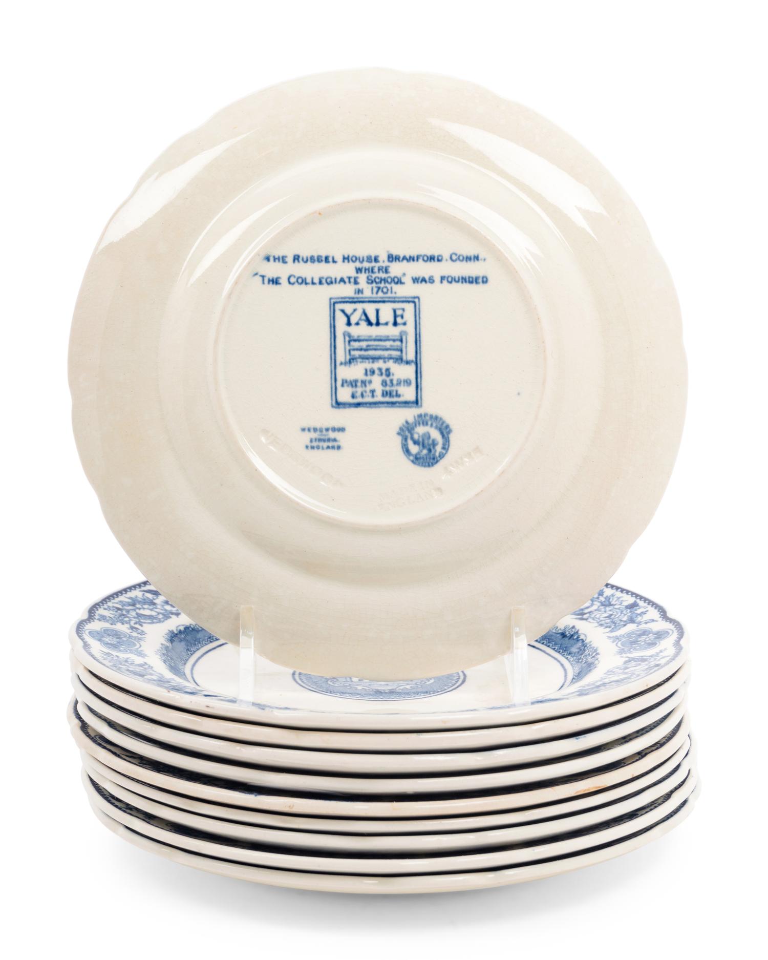 Twelve Wedgwood Dinner Plates of Yale University Interest