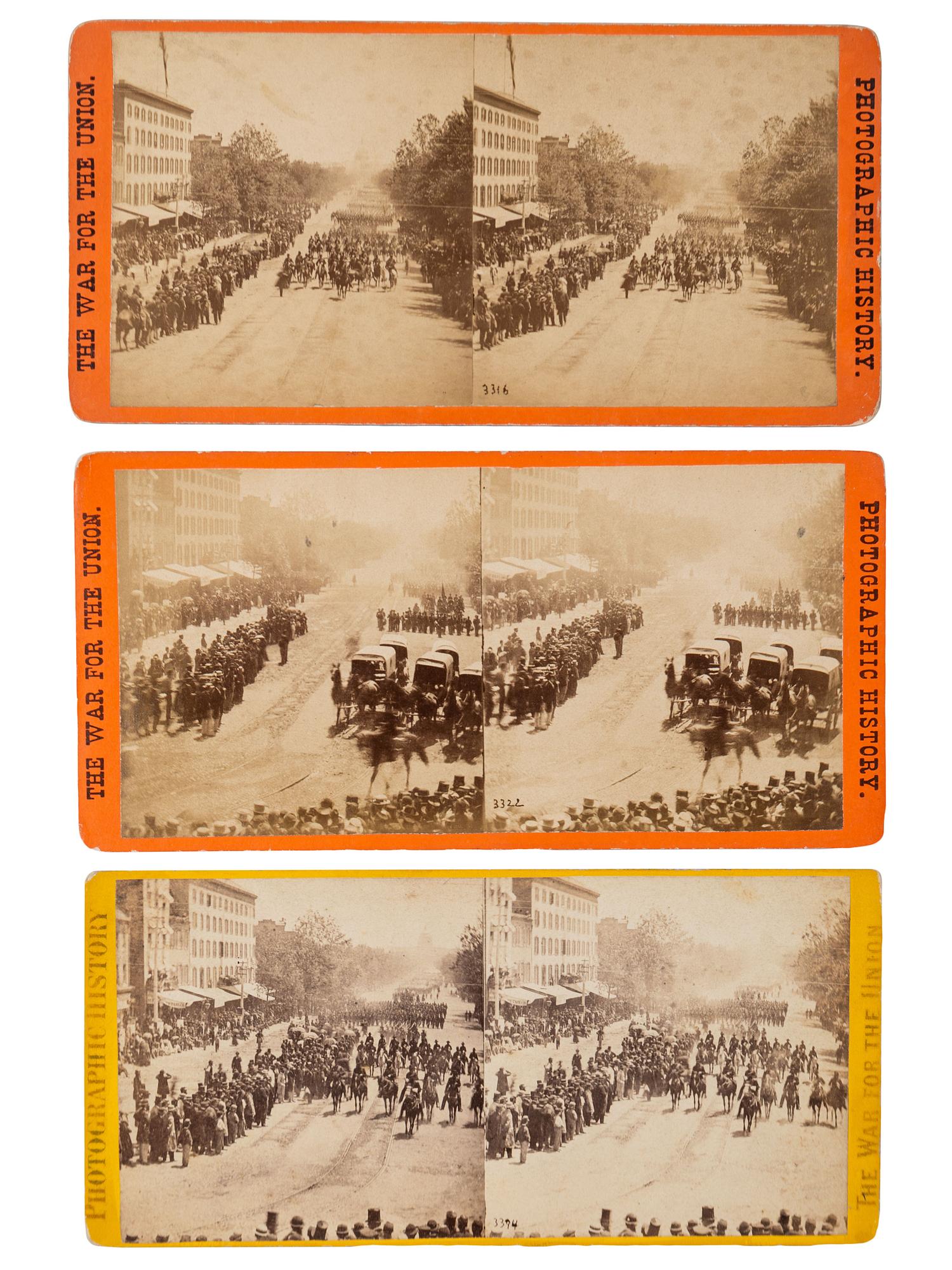 [CIVIL WAR]. A group of over 50 stereoviews, highlighted by images of the Grand Review, and the US Arsenal and Navy Yard, Washington, DC, incl. cannon.